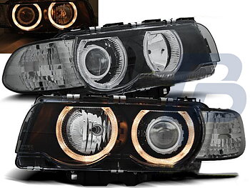 HEADLIGHTS BMW E38 09.98-07.01 H7/H7 ANGEL EYES BLACK