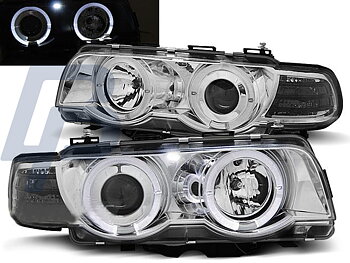 HEADLIGHTS BMW E38 09.98-07.01 ANGEL EYES CHROME