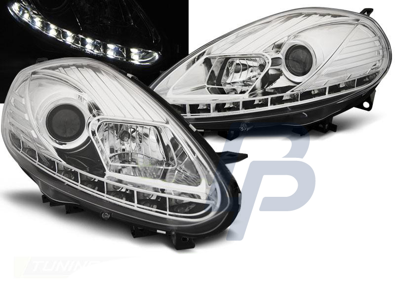 HEADLIGHTS FIAT PUNTO EVO 10.09-12 CHROME DRL LED - 4