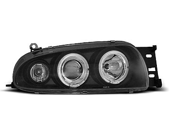STRÅLKASTARE FORD FIESTA MK4 10.95-08.99 ANGEL EYES SVARTA