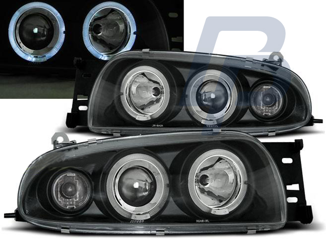 HEADLIGHTS FORD FIESTA MK4 10.95-08.99 ANGEL EYES BLACK - 2