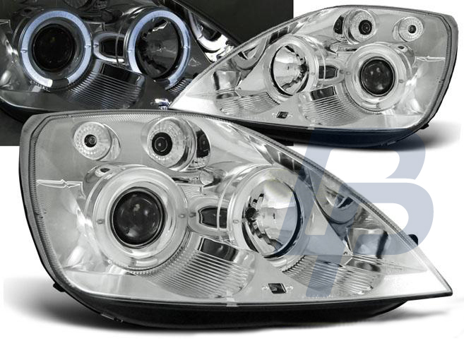 HEADLIGHTS FORD FIESTA MK4 10.95-08.99 ANGEL EYES CHROME - 2