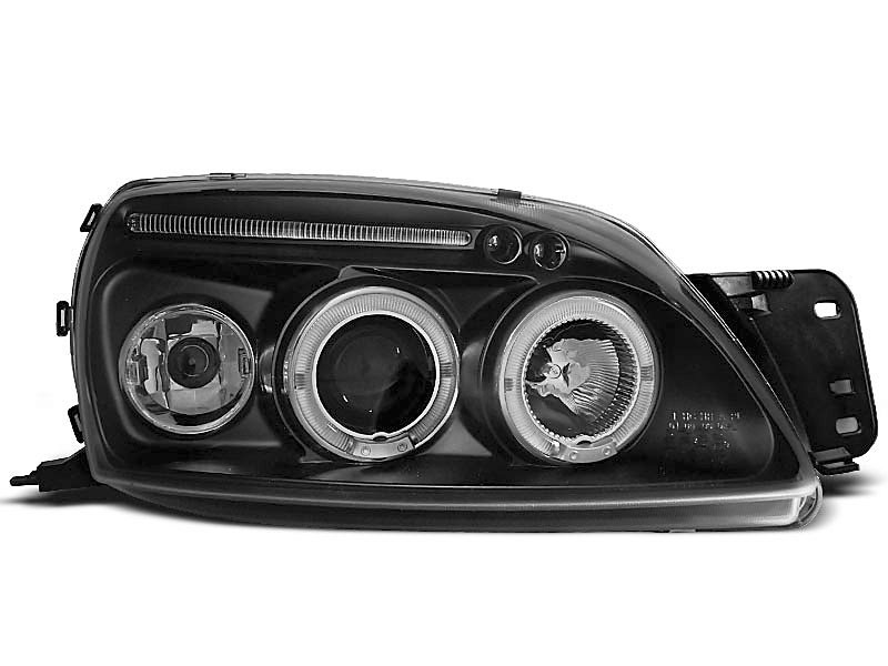 HEADLIGHTS FORD FIESTA MK5 09.9904.02 ANGEL EYES BLACK bluepower.se