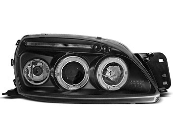 STRÅLKASTARE FORD FIESTA MK5 09.99-04.02 ANGEL EYES SVARTA