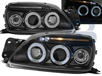 STRÅLKASTARE FORD FIESTA MK5 09.99-04.02 ANGEL EYES SVARTA