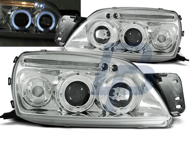 HEADLIGHTS FORD FIESTA MK5 09.99-04.02 ANGEL EYES CHROME - 2