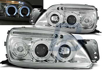 STRÅLKASTARE FORD FIESTA MK5 09.99-04.02 ANGEL EYES KROMADE