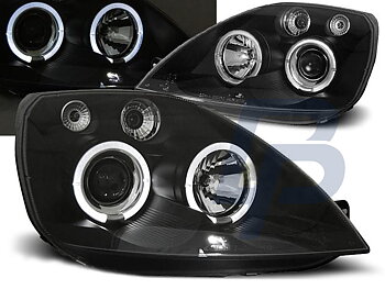 STRÅLKASTARE FORD FIESTA MK6 05.02-08.05 ANGEL EYES SVARTA