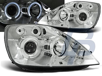 STRÅLKASTARE FORD FIESTA MK6 05.02-08.05 ANGEL EYES KROMADE