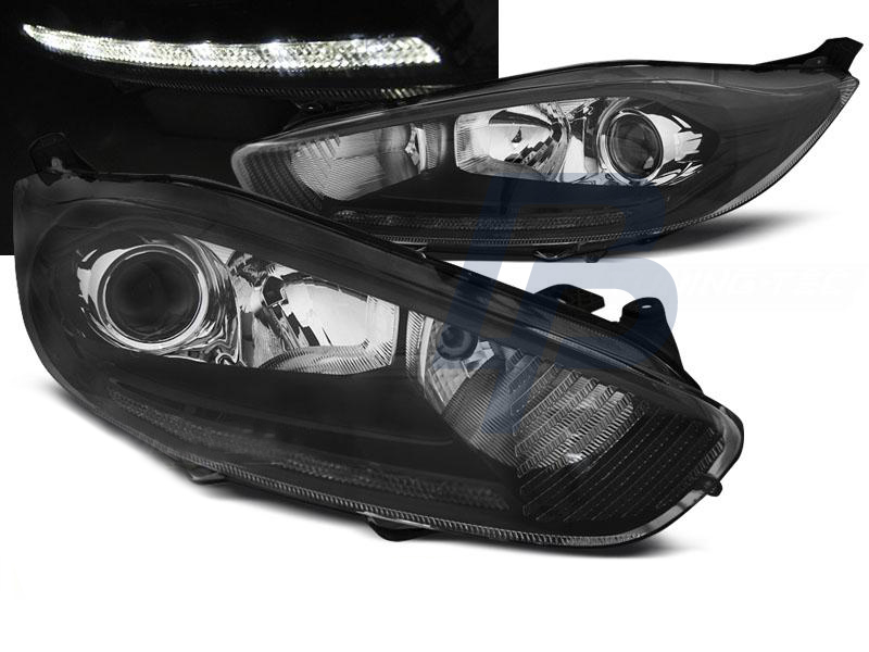 HEADLIGHTS FORD FIESTA MK7 13- LED DRL BLACK - 4