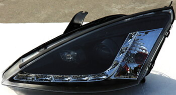 FORD FOCUS 1 01-04 R8 STIL LED STRÅLKASTARE SVARTA V2