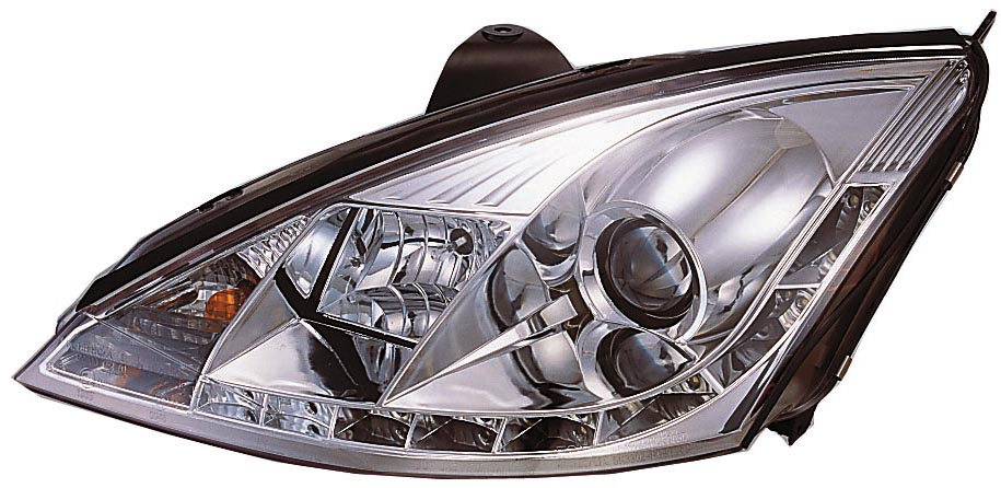 FORD FOCUS 1 01-04 R8 STYLE LED HEADLIGHTS CHROME V1