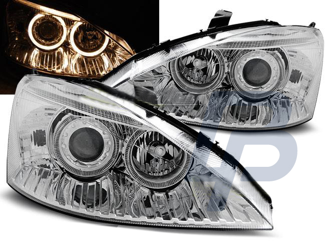 HEADLIGHTS FORD FOCUS 11.01-10.04 ANGEL EYES CHROME - 2