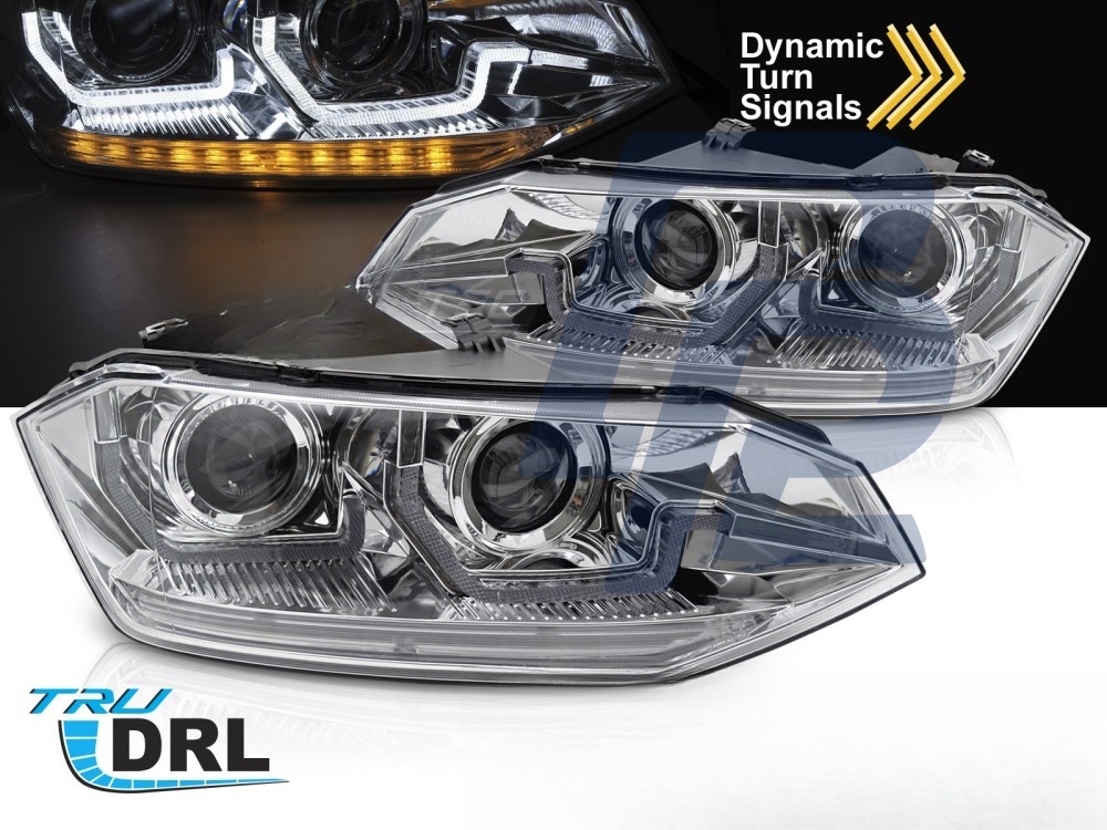Headlights for VW Polo VI 2G 2017–2021 Sequential LED DRL Chrome - 3