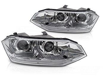 STRÅLKASTARE VW POLO VI 2G 2017-2021 SEQ LED DRL KROM