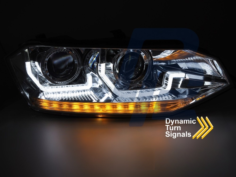 Headlights for VW Polo VI 2G 2017–2021 Sequential LED DRL Chrome - 2