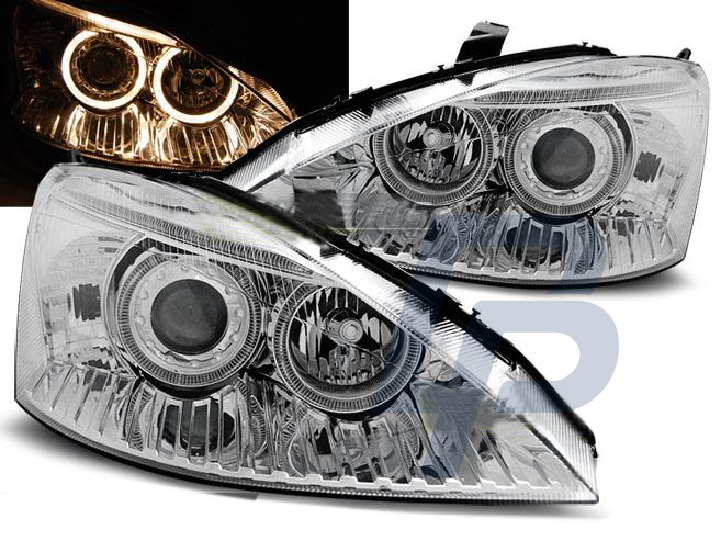 HEADLIGHTS FORD FOCUS 10.98-10.01 ANGEL EYES CHROME - 2