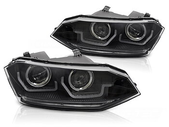 STRÅLKASTARE VW POLO VI 2G 2017-2021 SEQ LED DRL SVART