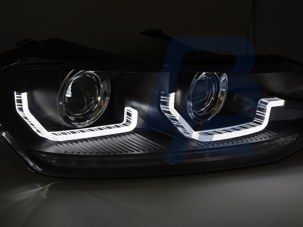 Headlights for VW Polo VI 2G 2017–2021 Sequential LED DRL Black - 4