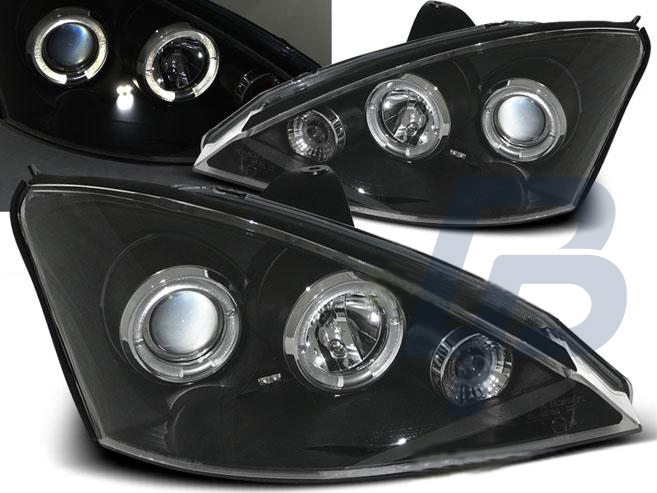 HEADLIGHTS FORD FOCUS 10.98-10.01 ANGEL EYES BLACK - 2