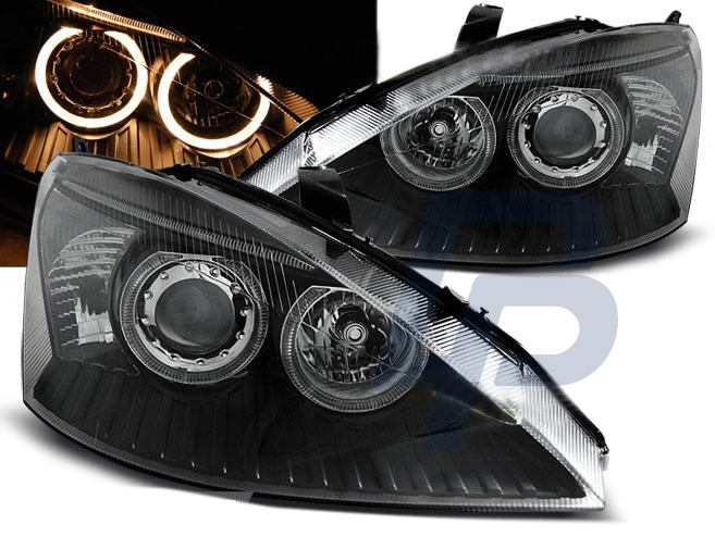 HEADLIGHTS FORD FOCUS 10.98-10.01 ANGEL EYES BLACK - 2