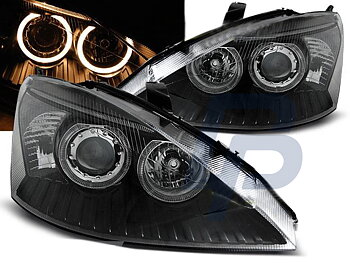 STRÅLKASTARE FORD FOCUS 10.98-10.01 ANGEL EYES SVARTA