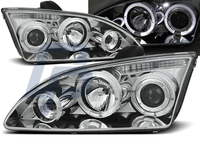 HEADLIGHTS FORD FOCUS II 09.04-01.08 ANGEL EYES CHROME - 2