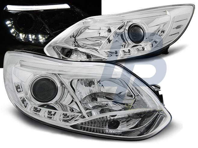 HEADLIGHTS FORD FOCUS MK3 11- 10.14 TUBE LIGHTS CHROME - 2