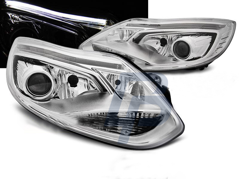 HEADLIGHTS FORD FOCUS MK3 11-10.14 TUBE LIGHTS CHROME - 3