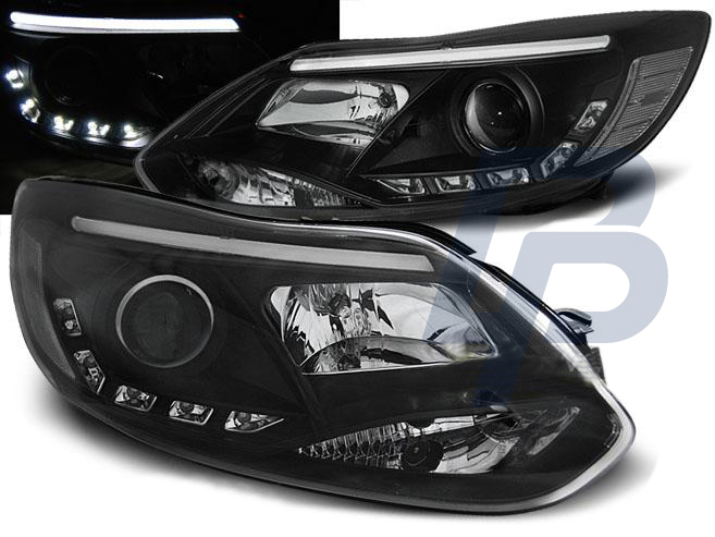 HEADLIGHTS FORD FOCUS MK3 11- 10.14  TUBE LIGHTS BLACK - 2