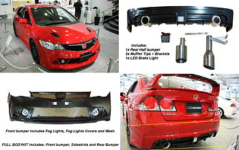 HONDA CIVIC 4D/HYBRID 05+ MUGEN RR ABS 4-PIECE BODYKIT [SIX]