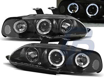 STRÅLKASTARE HONDA CIVIC 09.91-08.95 2D/3D ANGEL EYES SVARTA