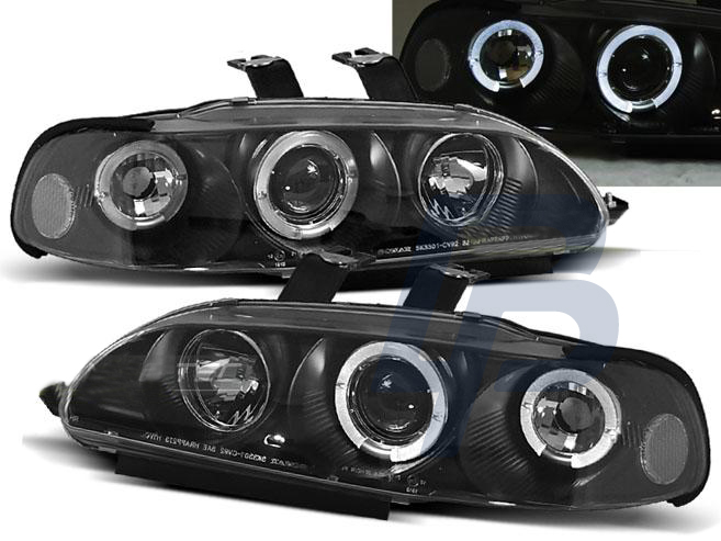 HEADLIGHTS HONDA CIVIC 09.91-08.95 4D ANGEL EYES BLACK - 2