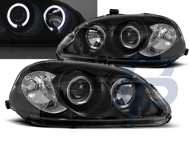 HEADLIGHTS HONDA CIVIC 09.95-02.99 ANGEL EYES BLACK - 2