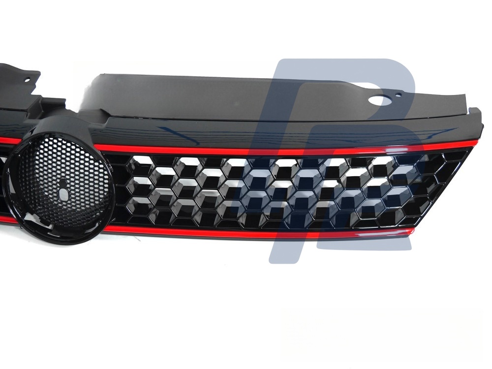 Grille Sport Style Gloss Black with Red Lines for VW Jetta VI 2011–2014 - 4