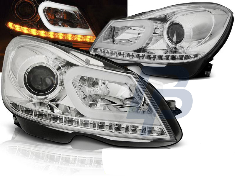 HEADLIGHTS MERCEDES W204 11-14CHROME TUBE LIGHT - 6