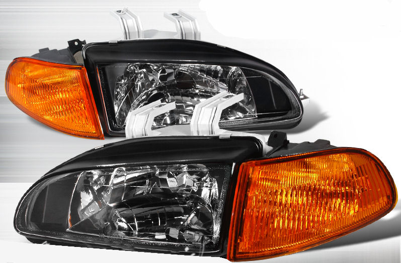 HONDA CIVIC 92-95 2/3D SVARTA STRÅLKASTARE + GULA BLINKERS