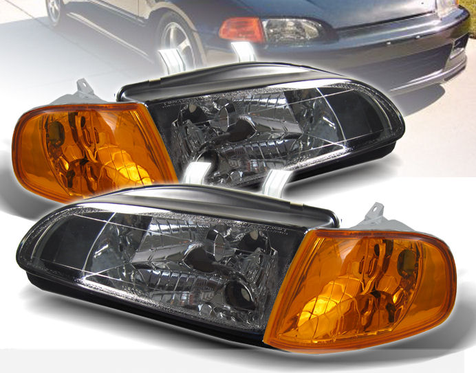 HONDA CIVIC 92-95 2/3D BLACK HEADLIGHTS +AMBER CLEAR CORNERS