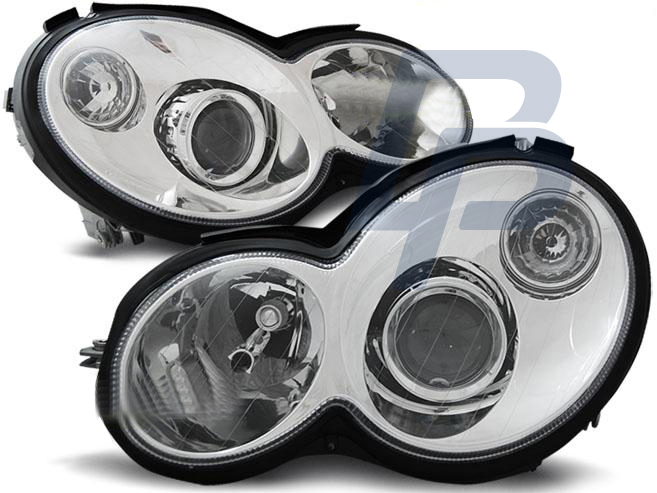 HEADLIGHTS MERCEDES CL203 C-CLASS 00-04 CHROME - 2