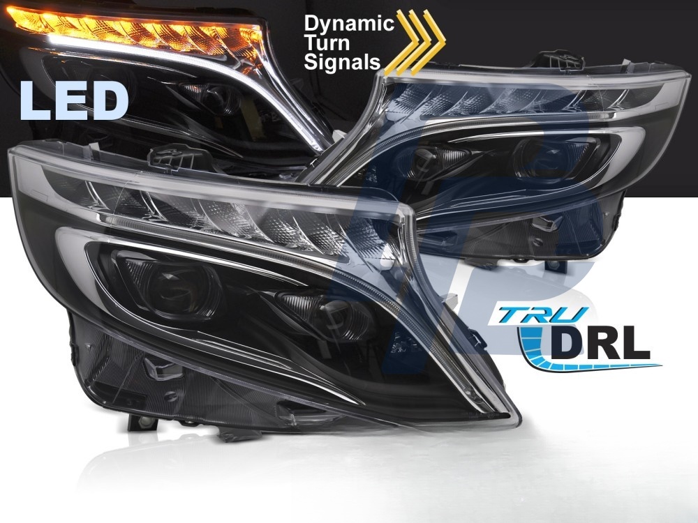 Headlights Full LED Black for Mercedes V-Class / Vito W447 2014–2023 - 3