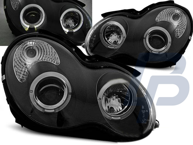 HEADLIGHTS MERCEDES W203 C-CLASS 07.00-03.04 ANGEL EYES BLACK - 2