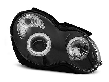 HEADLIGHTS MERCEDES W203 C-CLASS 07.00-03.04 ANGEL EYES BLACK