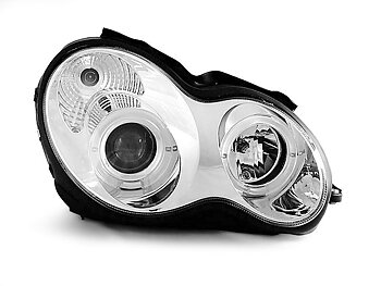 HEADLIGHTS MERCEDES W203 C-CLASS 07.00-03.04 ANGEL EYES CHROME