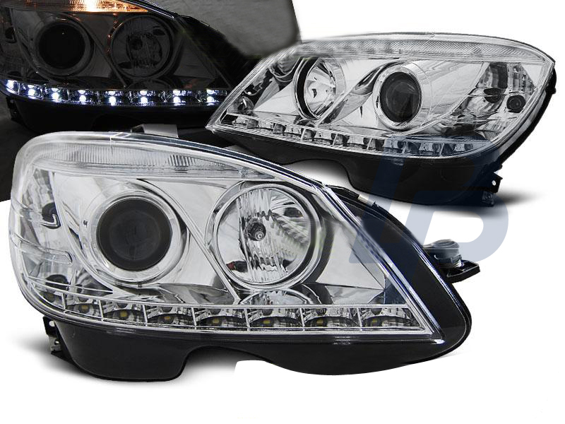 HEADLIGHTS MERCEDES W204 07-10 CHROME H7 - 3