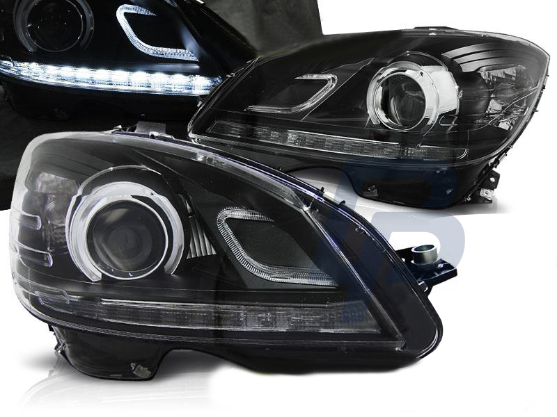 HEADLIGHTS MERCEDES W204 07-10 DAYLIGHT BLACK - 3