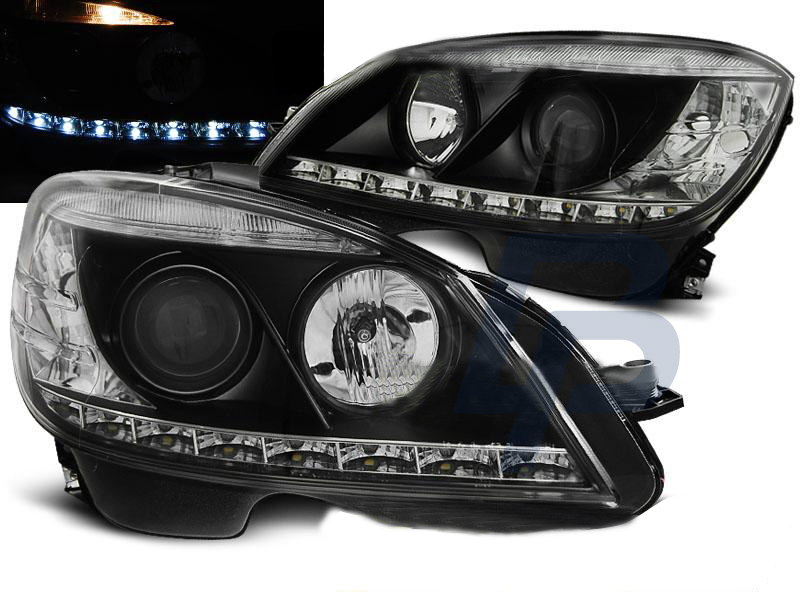HEADLIGHTS MERCEDES W204 07-10 BLACK H7 - 2