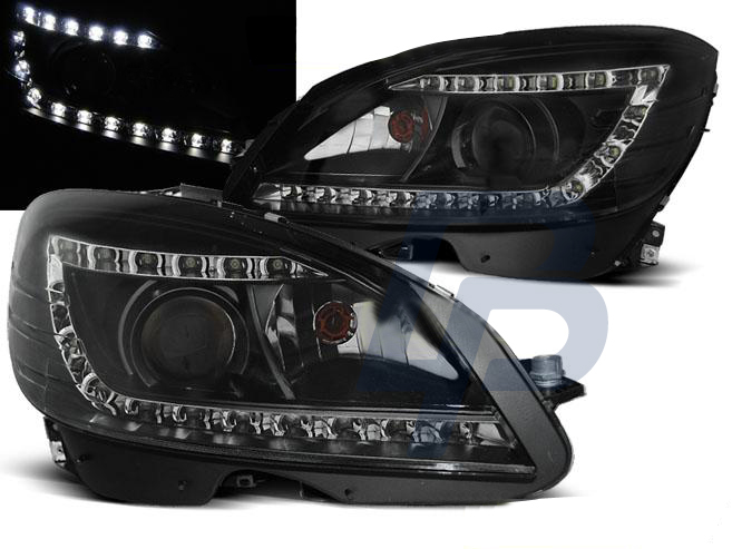 HEADLIGHTS MERCEDES W204 07-10 DAYLIGHT BLACK H7 - 3