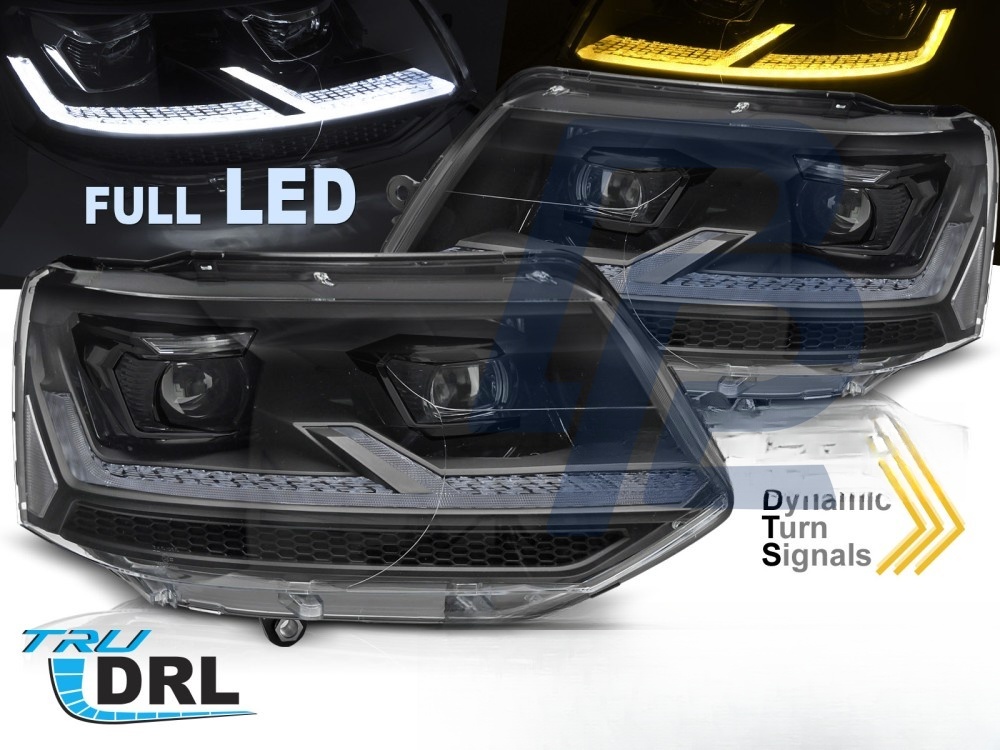 Headlights Full LED Black Sequential DRL for VW T5.1 2010–2015 - 4