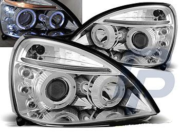 HEADLIGHTS RENAULT CLIO II 06.01-09.05 ANGEL EYES CHROME