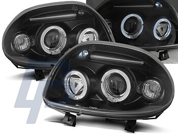 HEADLIGHTS RENAULT CLIO II 09.98-05.01 ANGEL EYES BLACK